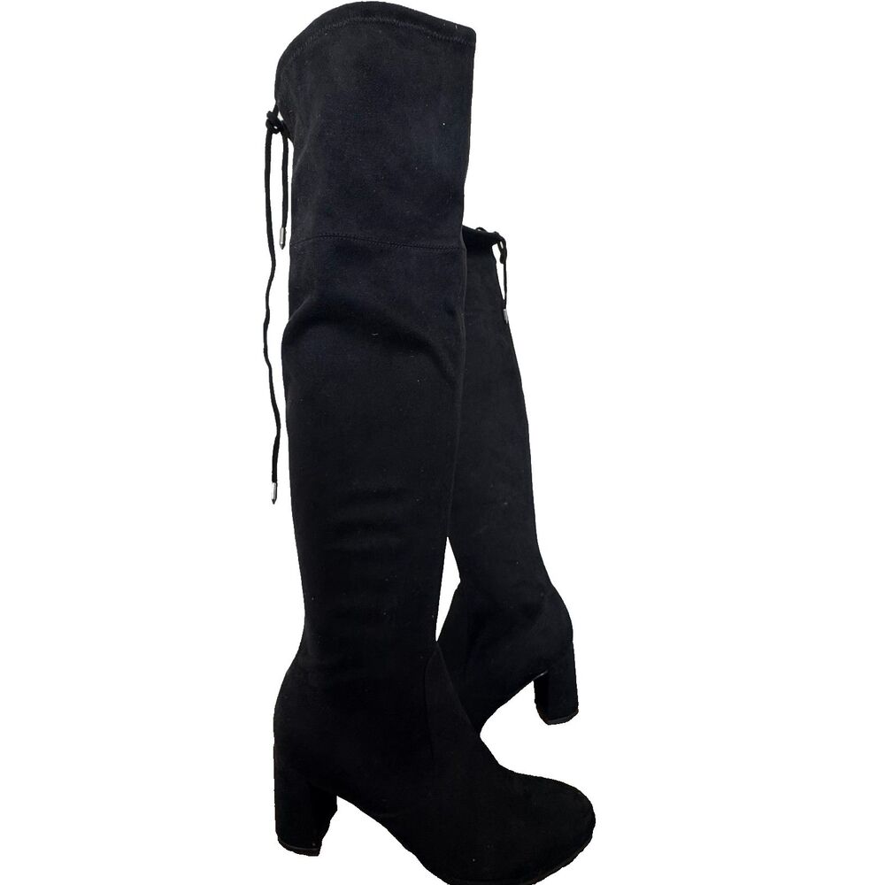 Marc Fisher Black Over the Knee Boots Women's 10M Block Heel Chic Tall